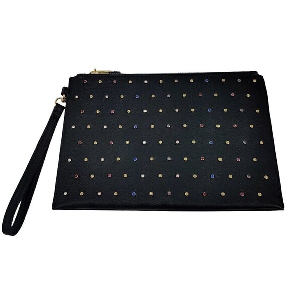 INC International Concepts Rhinesgtone Studded Faux Leather Wristlet Clutch Bag - Picture 1 of 4